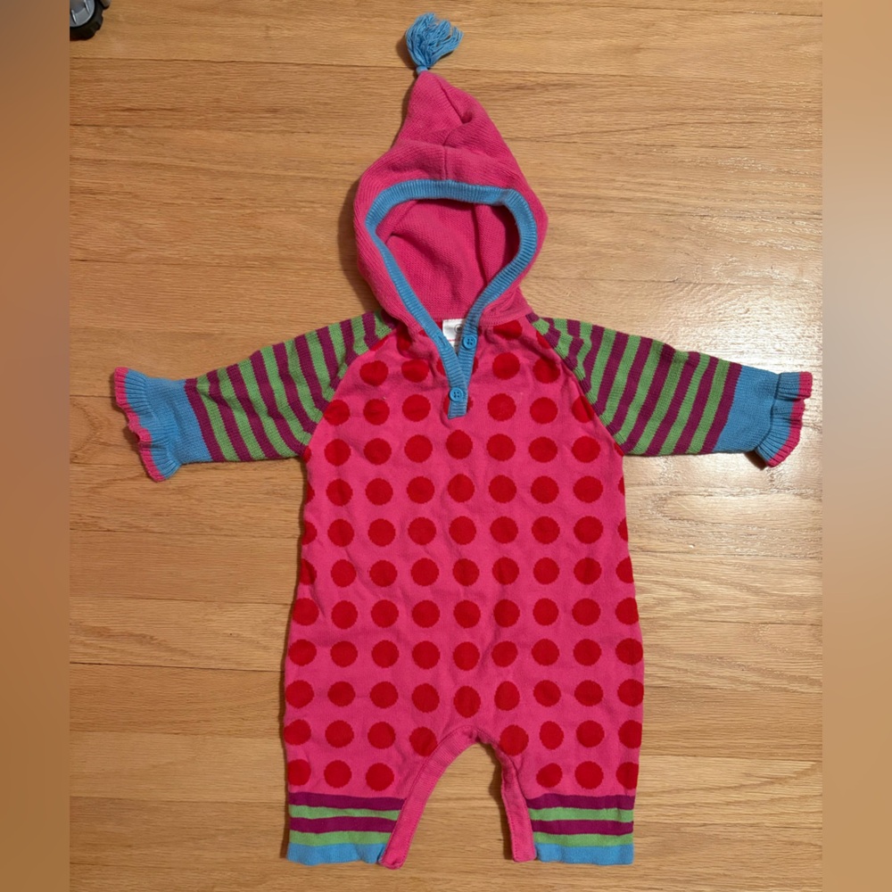 Hanna Andersson Pink and Blue Polka Dot Kids One Piece